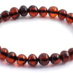 TipTopEco Baltic Amber Adult Stretch Bracelet for Men or Women - 7 Inches Long - Polished Cherry Beads