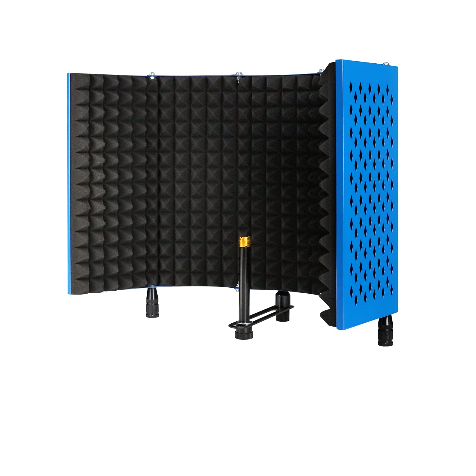 MSIZOY 5 Panel Foldable Microphone Isolation Shield with High Density Mic Sound Absorbing Foam Metal Shield for Sound Recording Studio Podcasts Gaming Singing and Broadcasting Equipment (Blue)