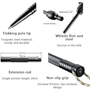 Trekking Poles, Multifunctional Aluminum Hiking stick with Compass, Adjustable Height, Tactical Trekking Poles for Hiking, Traveling, Camping, Mountaineering