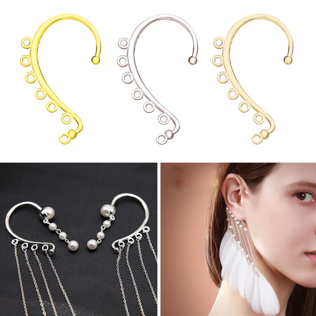 Generic 20Pcs DIY Ear Cuff Wrap Long Chain Tassel Drop Earrings Ear Crawler DIY Earrings Silver