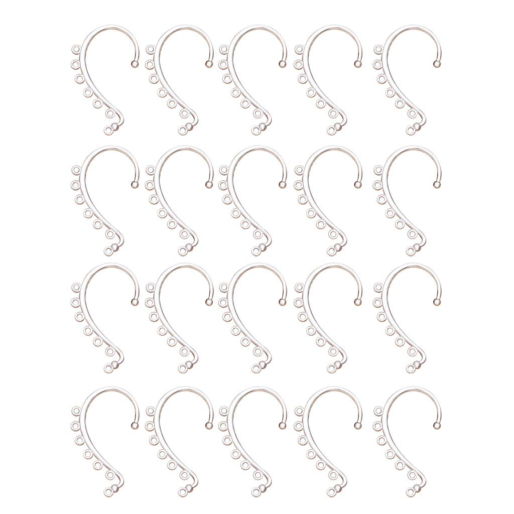 Generic 20Pcs DIY Ear Cuff Wrap Long Chain Tassel Drop Earrings Ear Crawler DIY Earrings Silver