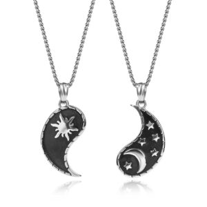 gavu stainless steel his and hers moon and sun necklaces for couples