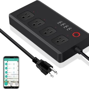 XENON Smart Power Strip - Surge Protector with 4 Individually Controlled AC outlets and 4 USB Ports,Compatible with Alexa and Google Home,5ft Extension Cord,No Hub Required,ETL Listed,10A