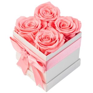 AROMEO Pink Roses, A Gift That Lasts | Fresh Flowers for Delivery, Mothers Day Gifts, Mom, Girlfriend, Wife, Mother, Birthday, Women Gift. Preserved Fresh Cut Zero Maintenance Roses with Box