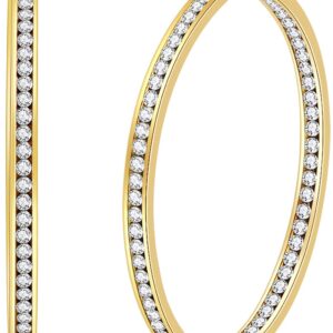 Large Gold Stainless Steel Hoop Earrings for Women, Big Cubic Zirconia Hoops ARSKRO Hypoallergenic Huge Rhinestone Crystal 50mm 2 inch Ear Ring Jewelry Gifts for Women Girlfriends Sensitive Ears