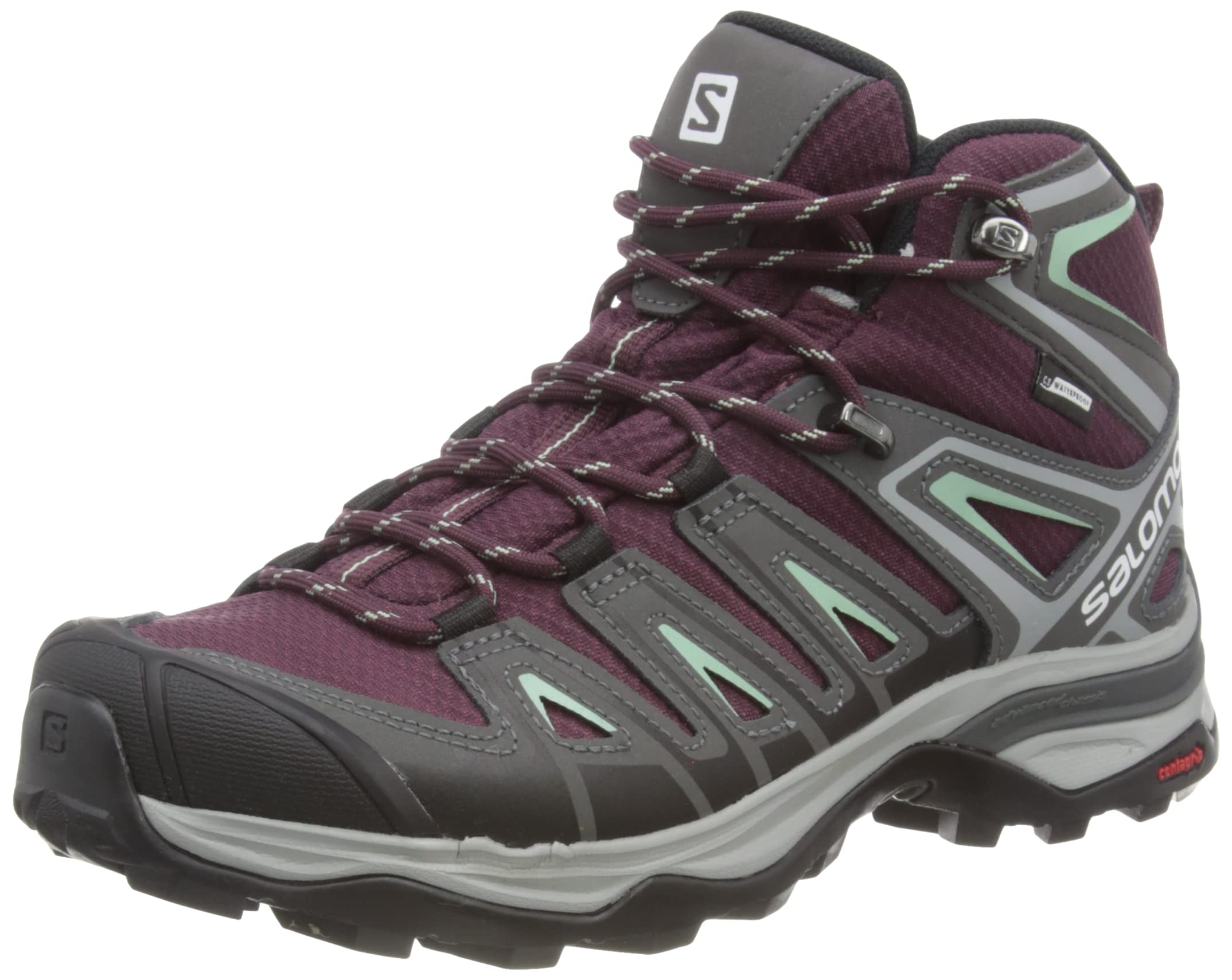 Salomon X Ultra Pioneer MID CLIMASALOMON Waterproof Hiking Boots for Women Trail Running Shoe, Wine Tasting/Magnet/Granite Green, 5