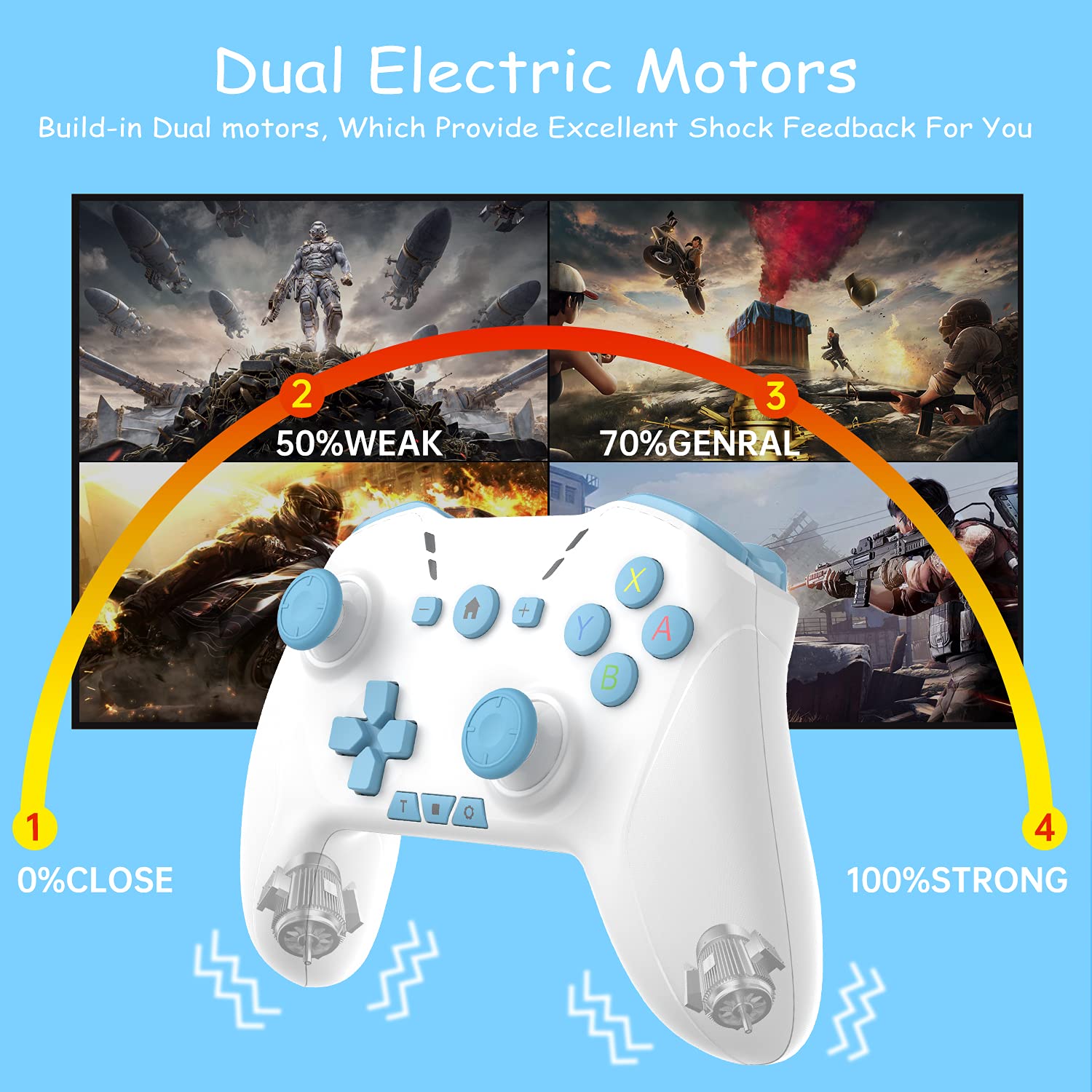 Gaming Controller For Nintendo Switch/PC/MAC/iPad/Phone/Android/TV/IOS/MFI Controller Remote Gamepad, Bluetooth Wireless Controller with Program Record, Turbo, Dual Vibration, Gyro Axis，Wake up