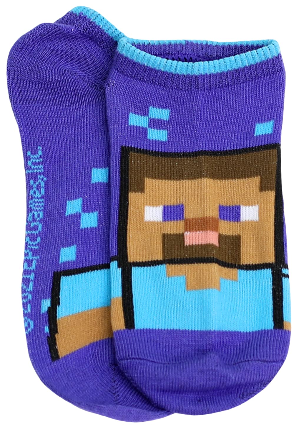 Minecraft Boys' Low Cut Socks, 6 Pair Pack, Green, Medium