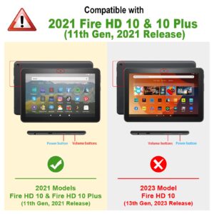 Fintie Case for Amazon Fire HD 10 & Fire HD 10 Plus (11th Generation, 2021 Release) - [Tuatara Rotating] Multi-Functional Grip Carry Stand Cover w/Built-in Screen Protector, Black