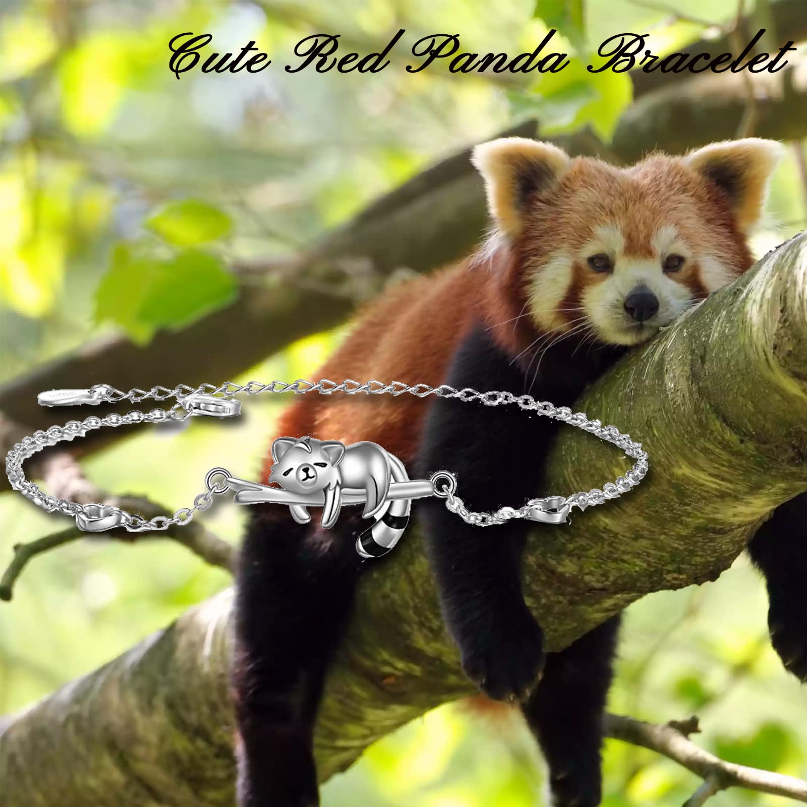 ONEFINITY Red Panda Gifts Sterling Silver Red Panda Bracelet Red Panda Jewelry for Women Gifts