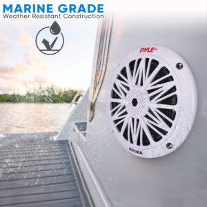 Pyle 200 Watt Marine Speaker System - Weather Resistant Dual 2 Way 6.5 Inch Outdoor Stereo Audio Sound Speakers w/ 85Hz-6kHz Frequency Response, Heavy Duty 8oz Magnet Structure PLMR6KW, White