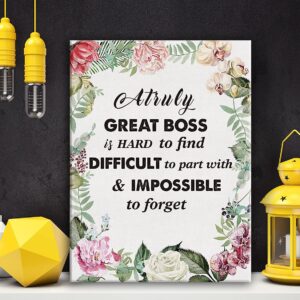 A Truly Great Boss Is Hard To Find, Boss Framed Canvas Wall Art, Boss Quote Print, Leaving Work/Farewell/Retirement 11.5" X 15"