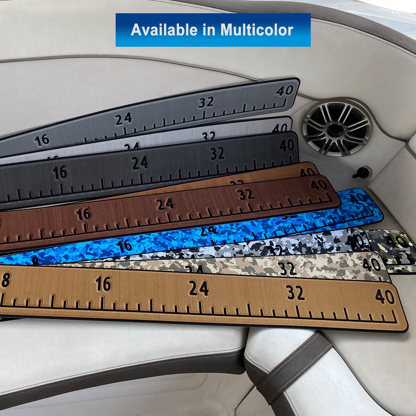 Fish Ruler for Boat Kayak with Adhesive Backing, Foam Fishing Ruler Sticker Measuring Tape 40 Inch Fish Tape Measure Fishing Boat Accessories - Mid Grey