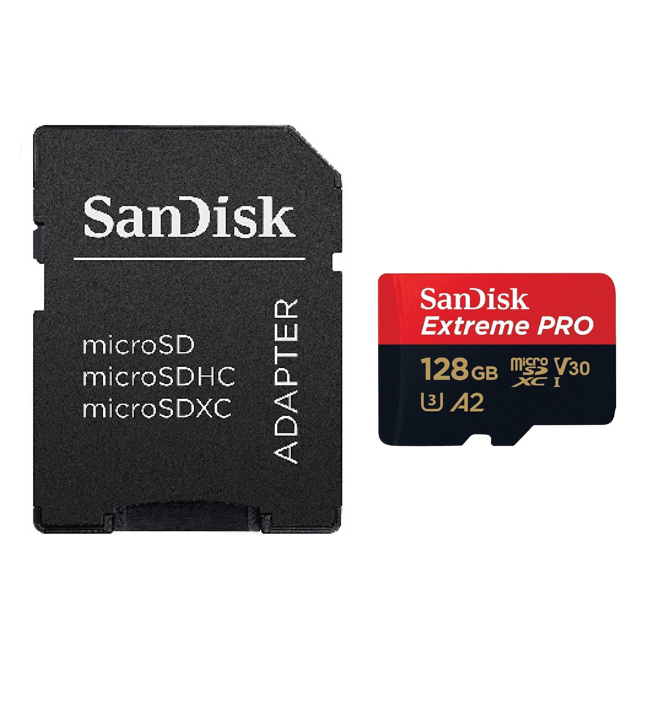 SanDisk Extreme Pro MicroSD Card 128GB Memory Card for DJI Air 2S Drone (SDSQXCY-128G-GN6MA) Class 10 Video Speed V30 UHS-I U3 160MB/s SDXC Bundle with (1) Everything But Stromboli Micro Card Reader