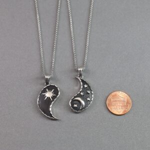 GAVU Stainless Steel His and Hers Moon and Sun Necklaces for Couples