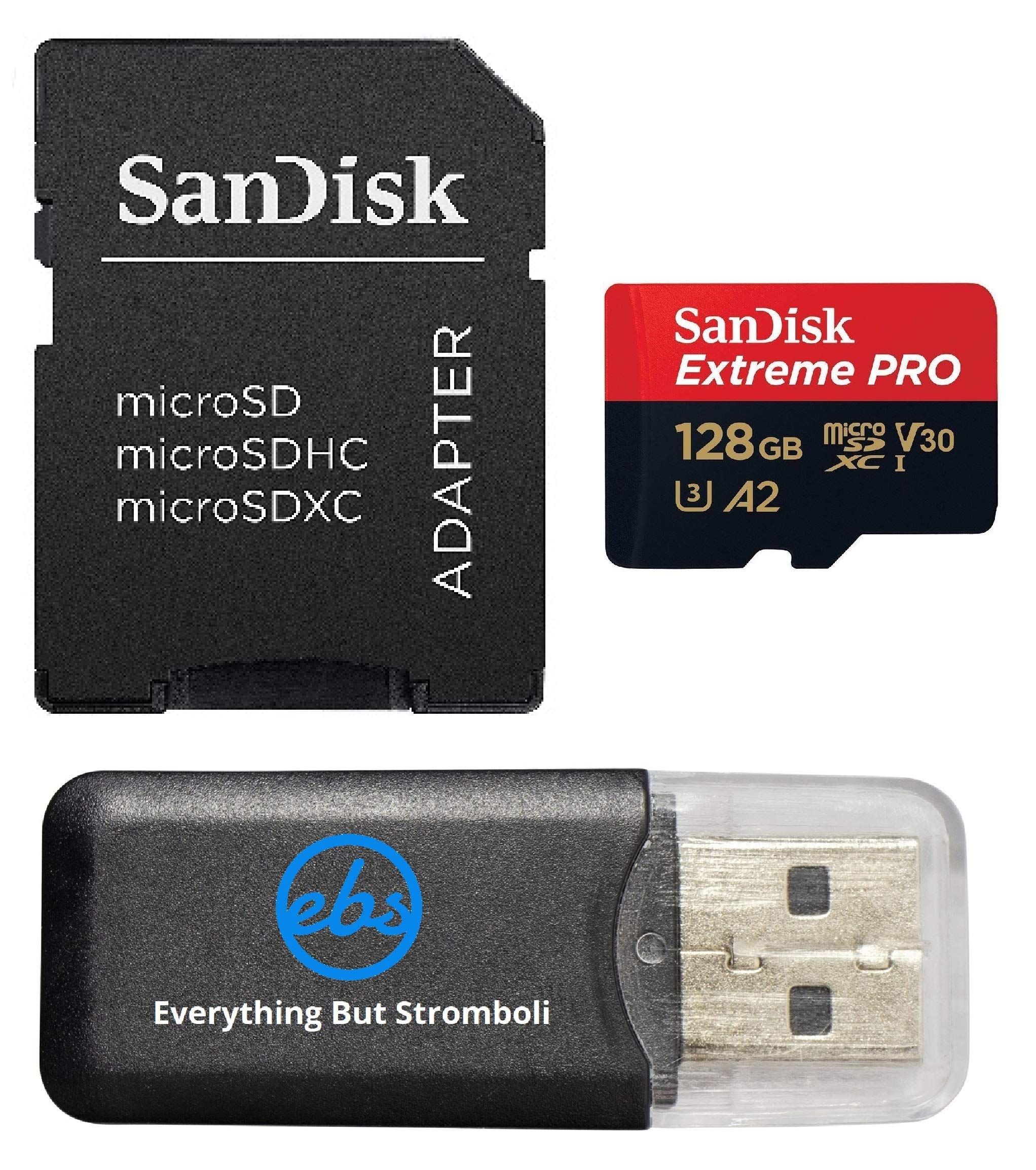 SanDisk Extreme Pro MicroSD Card 128GB Memory Card for DJI Air 2S Drone (SDSQXCY-128G-GN6MA) Class 10 Video Speed V30 UHS-I U3 160MB/s SDXC Bundle with (1) Everything But Stromboli Micro Card Reader