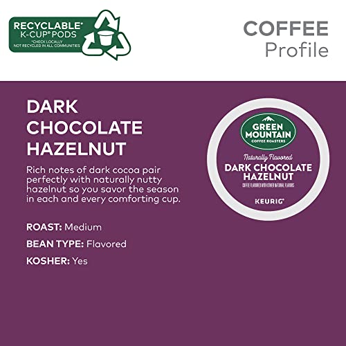 Green Mountain Coffee Roasters Dark Chocolate Hazelnut Coffee, Keurig Single Serve K-Cup Pods, 72 Count (6 Packs of 12)