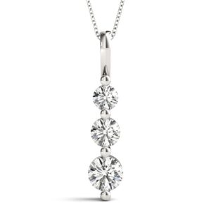 houston diamond district 1 carat classic snowman 14k white gold 3 stone diamond pendant necklace premium collection (i-j color i1/i2 clarity) + 20" 14k gold chain…