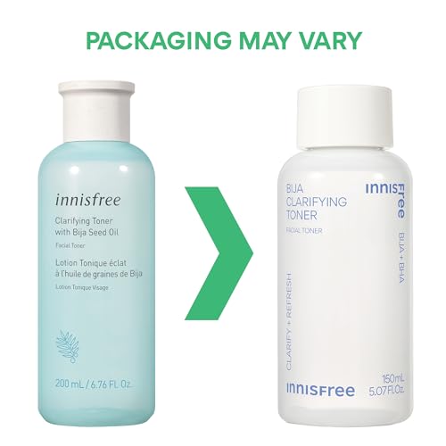 innisfree Bija Clarifying Toner with Salicylic Acid, Korean Toner for Clarifying, Smoothing, and Improving the Look of Pores (Packaging May Vary)