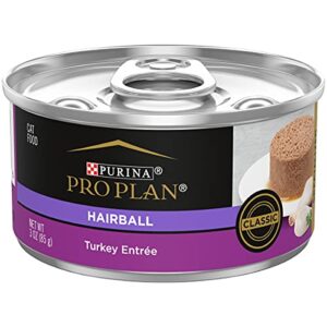 purina pro plan hairball control cat food wet pate, hairball turkey entree - (pack of 24) 3 oz. cans