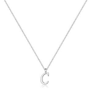 yoosteel sterling silver initial necklaces for women, 925 sterling silver initial c letter necklace for women dainty tiny silver initial necklaces for women gifts