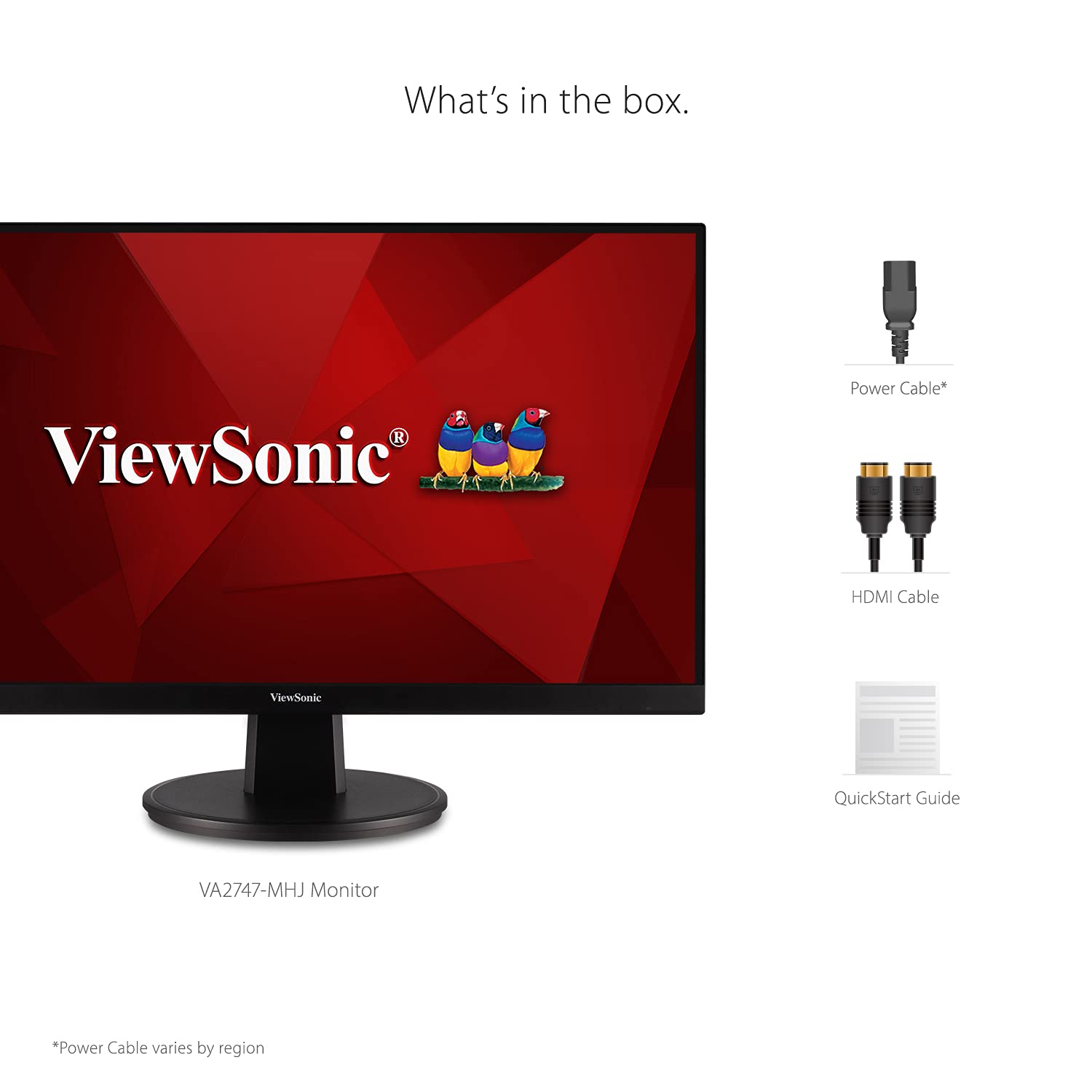 ViewSonic VA2447-MHJ 24 Inch Full HD 1080p Monitor with Advanced Ergonomics, FreeSync, 100Hz, Ultra-Thin Bezel, Eye Care, HDMI, VGA Inputs for Home and Office