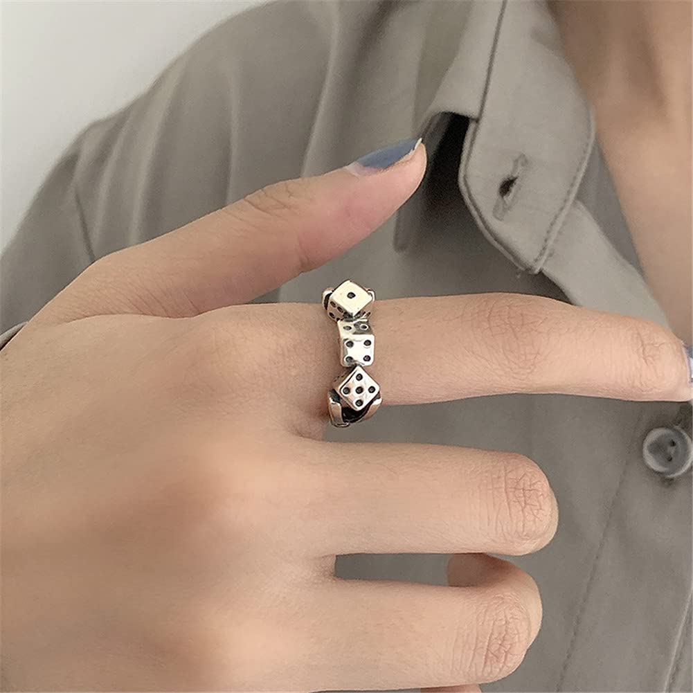 Dice Ring Punk Cube Dice Rings Multiple Dice Ring for Men Women Adjustable Dice Roller Rings Open Jewelry Gifts