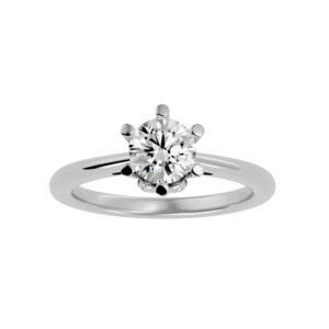 0.02 Carat Natural Diamond and 1 Carat Moissanite Engagement Ring for Women in 18k White Gold (I-J/F, SI/VVS, cttw) Solitaire Style Size7 by VVS Gems