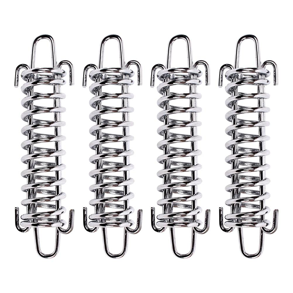 ZICRIC Tent Spring Buckle, 4Pcs Damping Spring Sunshade Heavy Duty Stainless Steel Awning Rope Tensioner Spring Camping Beach Tent Rope Tensioner Tent for Outdoor Camping Dog Training