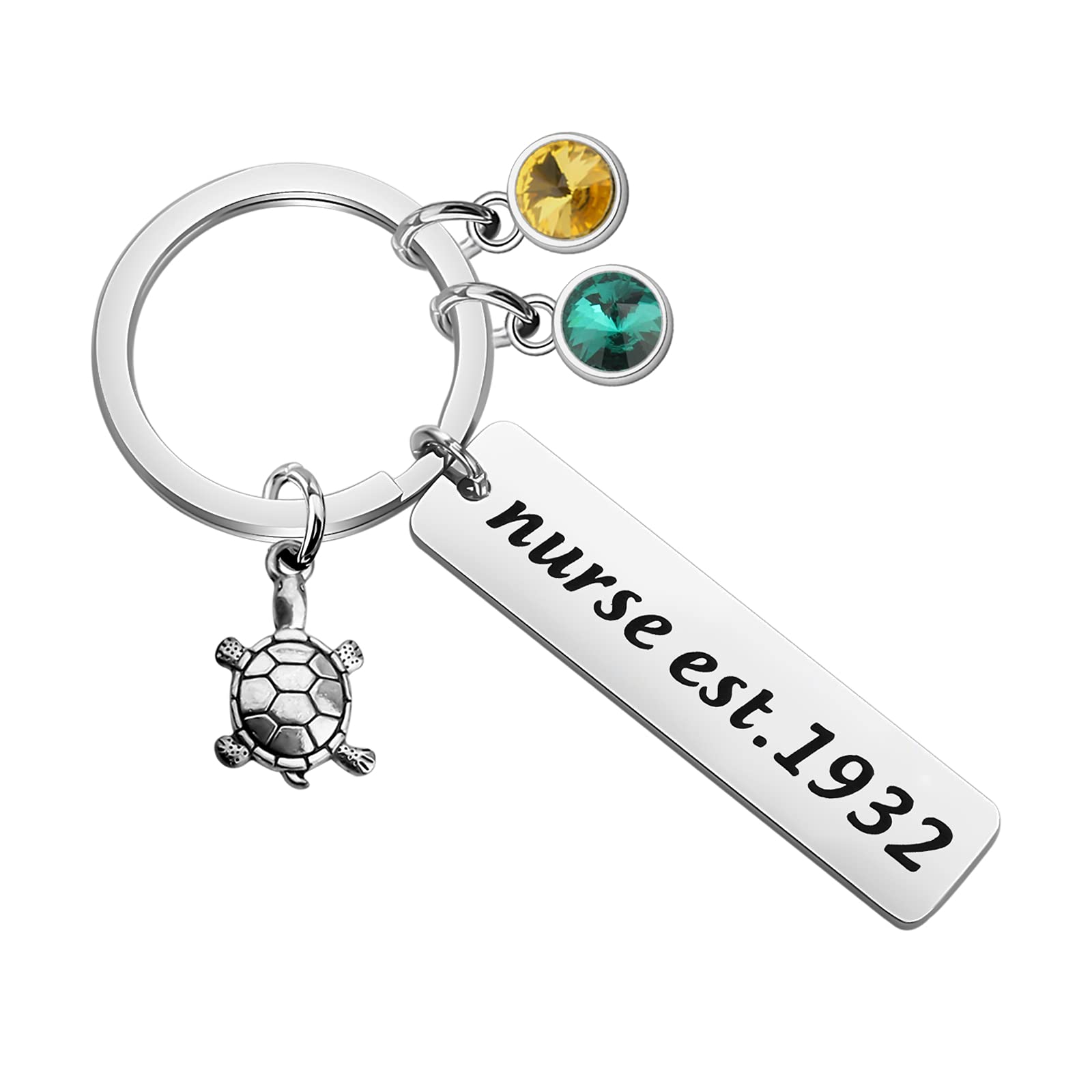 BAUNA Greek Sorority Gifts Chi ETA Phi Sorority Jewelry Chi ETA Phi Registered Nurse Keychain with Turtle Charm (Chi ETA Phi Sorority Jewelry)