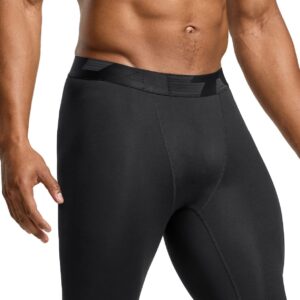 TSLA Men's Compression Pants, Cool Dry Athletic Workout Running Tights Leggings with Pocket/Non-Pocket, Hyper Control Pants Black, Medium