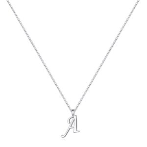 Yoosteel Sterling Silver Initial Necklaces for Women, 925 Sterling Silver Initial A Letter Necklace for Women Dainty Tiny Sterling Silver Initial Necklaces for Birthday Gifts