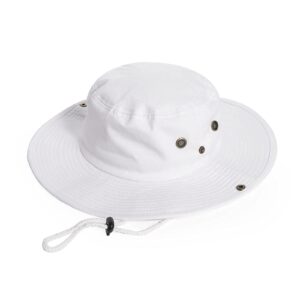 cotton sun hat for men and women wide brim foldable sun boonie hunting fishing safari bucket hat(7 1/2 size) white