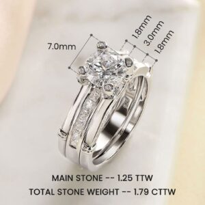 Blongme Wedding Ring Sets for him and her Women Sterling Silver CZ His Men Titanium Wedding Band Couples 925 Sterling Silver Size 5&10