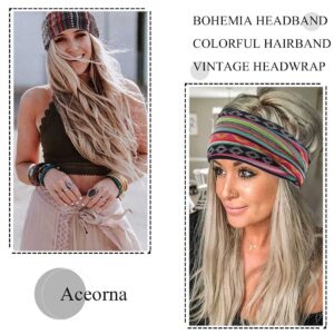 Aceorna Boho Headbands Wide Knot Hair Band Elastic Turban Head Band Stretch Twist Head Wraps Fashion Hair Accessories for Women 3 Pcs (Set A)