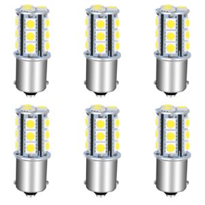 unxmrff 1156 led bulb white super bright 1073 1003 ba15s 7506 1141 led bulbs 5050 18-smd replacement for 12v rv interior ceiling dome light/travel trailer/boat indoor/camper light bulbs (pack of 6)