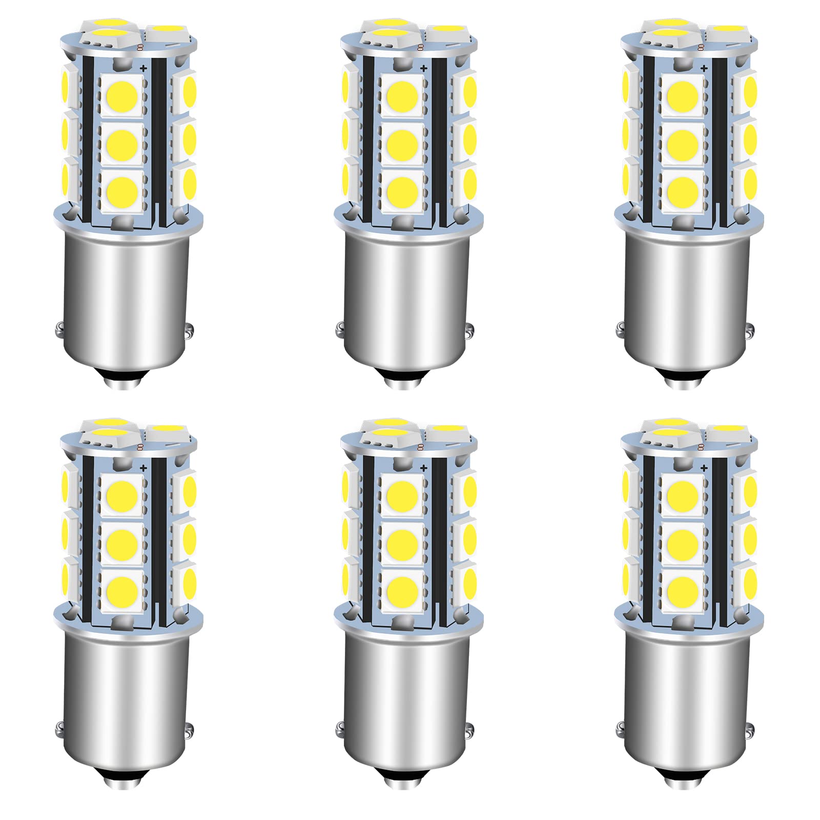 UNXMRFF 1156 LED Bulb White Super Bright 1073 1003 BA15S 7506 1141 LED Bulbs 5050 18-SMD Replacement for 12V RV Interior Ceiling Dome Light/Travel Trailer/Boat Indoor/Camper Light Bulbs (Pack of 6)