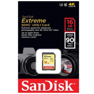 SanDisk Extreme 16 GB SD Card (5 Pack) Speed Class 10 UHS-1 U3 C10 4K HD 16G SDHC Memory Cards for Compatible Digital Camera, Computer, Trail Cameras