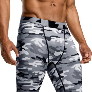 TSLA Men's Compression Pants, Cool Dry Athletic Workout Running Tights Leggings with Pocket/Non-Pocket, 3pack Tights Black/Camo Black/Camo Grey, Large