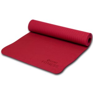 lomi fitness premium yoga mat with eco-friendly slip-free material for exercise & fitness, great for yoga, pilates and more, home & gym workouts, lightweight, 6mm 61cm by 173cm (24in x 68in) wine red