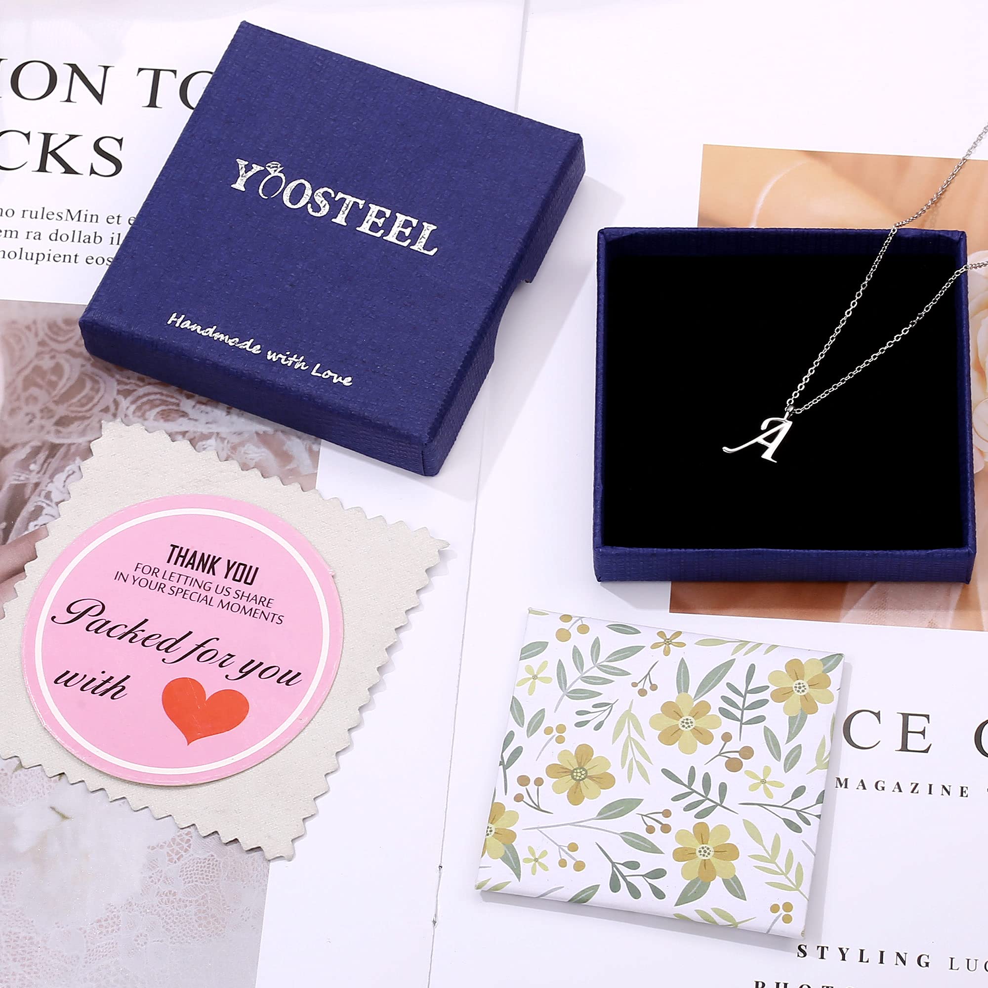 Yoosteel Sterling Silver Initial Necklaces for Women, 925 Sterling Silver Initial C Letter Necklace for Women Dainty Tiny Silver Initial Necklaces for Women Gifts