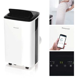 Honeywell 8,000 BTU Smart WiFi Portable Air Conditioner For Bedroom, Office, Living Room, Kitchen, 115V, Cools Up to 350 Sq. Ft. with Dehumidifier, Remote Control and Alexa Voice Control, White