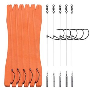 thkfish fishing ready texas rigs for bass fishing leaders with weights hooks rigged line kit pre rigged texas rig 5pcs