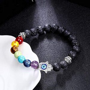 COLORFUL BLING Evil Eye Bracelet, Mal De Ojo Beaded Chakra Braided Bracelets for Women, Nazar Amulet Good Luck Bracelet with Hamsa/Evil Eye Indie Y2k Miraculous Jewelry Gifts for Women