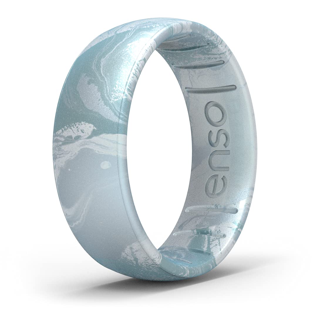 Enso Rings Handcrafted Classic Silicone Ring – Comfortable and Flexible Design – 6.6mm Wide, 1.75mm Thick (Ocean Mist, 7)