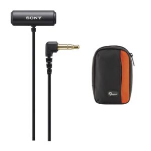 Sony ECM-LV1 Compact Stereo Lavalier Microphone Bundle with Hardshell Storage Case (2 Items)