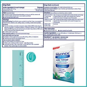 Mucinex Instasoothe Sore Throat Relief + Cough Relief, Sore Throat Lozenges, Cough Drops with Dextromethorphan HBr & Hexylresorcinol, Alpine Herbs & Fresh Mint Flavor Medicated Throat Drops, 40ct