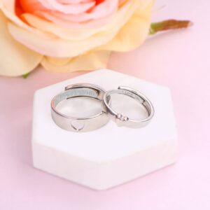 Yearace Couple Rings 925 Sterling Silver Couples Rings for Him and Her Set Matching Heart Promise Rings I Love You Engagement Wedding Ring Matching Rings Adjustable Couple Ring Couples Gifts