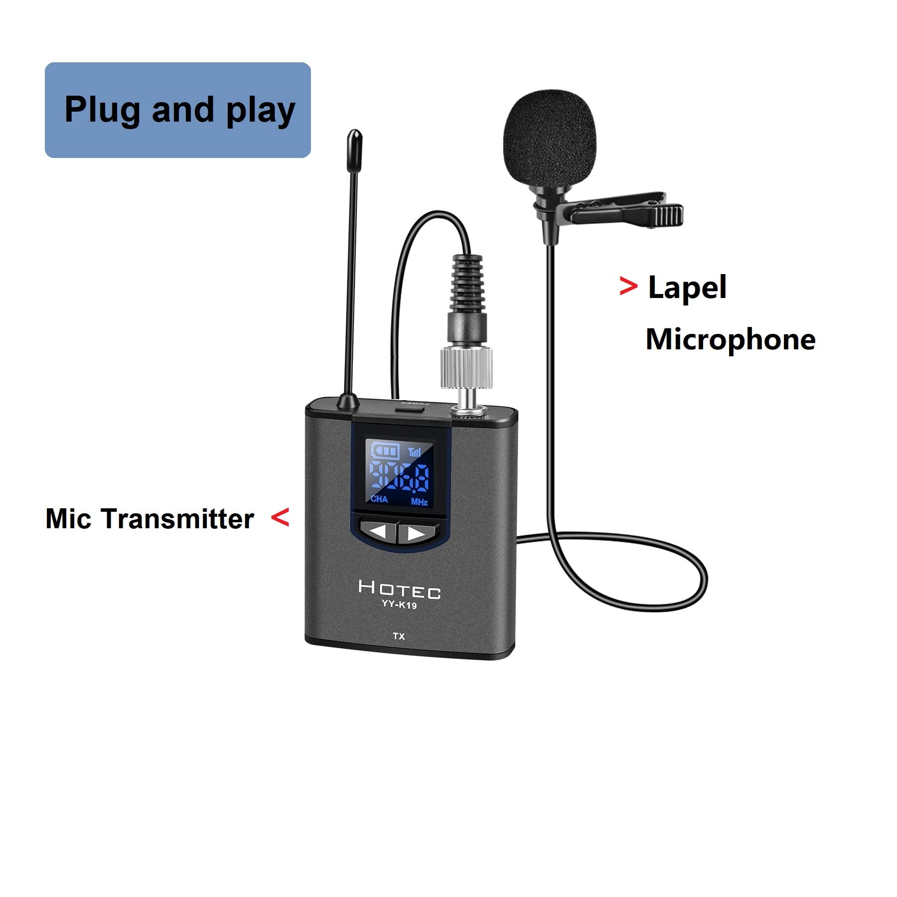 HOTEC Replacement Lapel Microphone with 3.5mm Locking Screw Plug, Unidirectional Microphone Replacement Mic Compatible Wireless Bodypack Microphone System