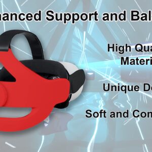 TNE Headband for Oculus Quest 2/Meta Quest 3 Headset Virtual Reality VR | Replacement Accessories for Quest 2/3 Elite Head Strap Reduce Head Pressure, Enhanced Support, Large Cushion (Red)